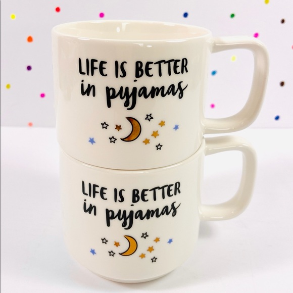 Indigo ~ “Life Is Better in pyjamas” ~ Set of 2 Mugs - Picture 1 of 8